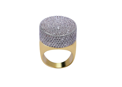 Gold Plated Round Fully Iced Out CZ Hip Hop Ring